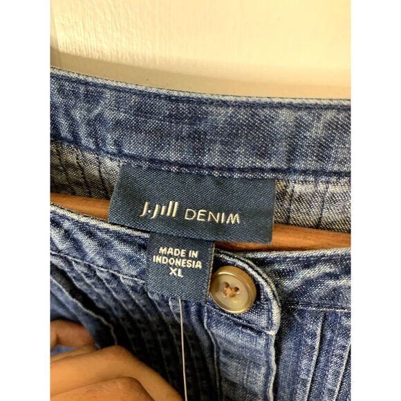 J. Jill Denim Chambray Pintucked Tunic in Norfolk Wash Size XL - NWT - Picture 3 of 5